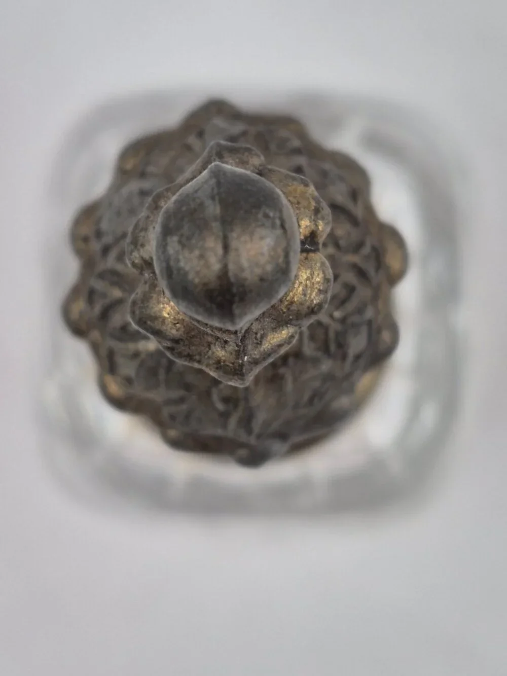 Vintage Hand-Cut Lead Crystal Dinner Bell Ornate Pewter Handle